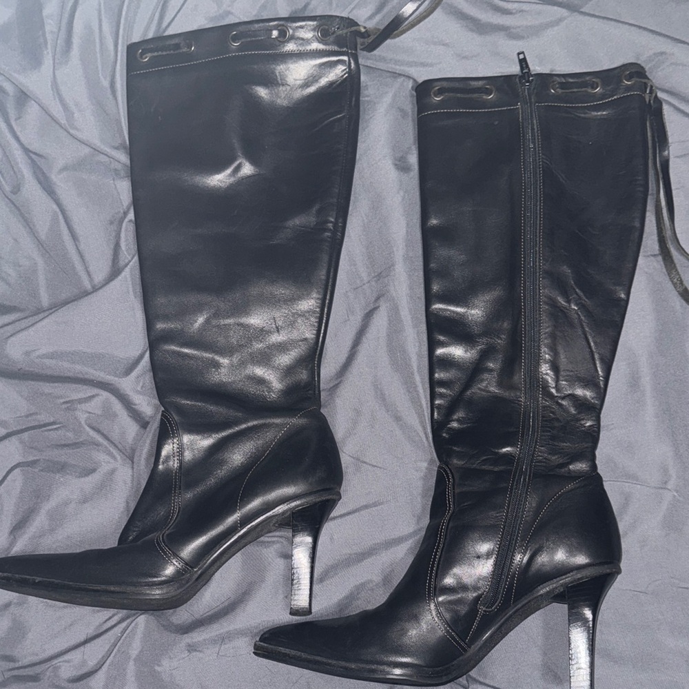 COACH - Womens Bella Black Leather Knee High Boots Size 8 P290